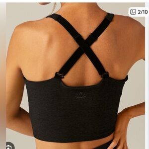 Beyond Yoga crop shelf bra, spacedye black, large, adjustable straps, Pilates